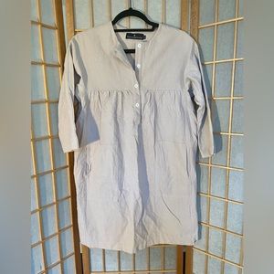 Beige Linen Mini 3/4 Sleeve Babydoll Dress SZ xs